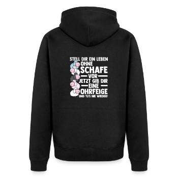 Schaf Schäfer Schäferei Bauer Landwirt Bauernhof S - Unisex Premium Bio Zip Hoodie - Schwarz - Hinten - Nico (187cm)
