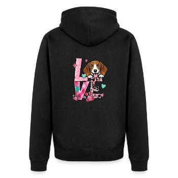Beagle Hund Ich liebe meinen Hund Valentinstag - Unisex Premium Bio Zip Hoodie - Schwarz - Hinten - Nico (187cm)