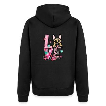 Collie bernois chien j’aime mon chien Saint-Valentin - Veste à capuche bio Premium Unisexe - noir - Dos - Nico (187cm)