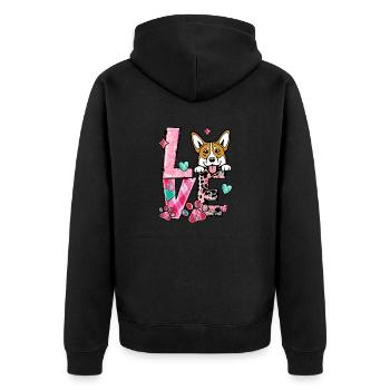 Corgi Dog J’aime mon chien Saint Valentin - Veste à capuche bio Premium Unisexe - noir - Dos - Nico (187cm)