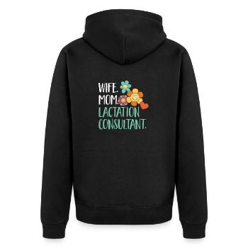 Lactation Consultant IBCLC - Unisex Premium Organic Zip Hoodie - black - Back - Nico (187cm)