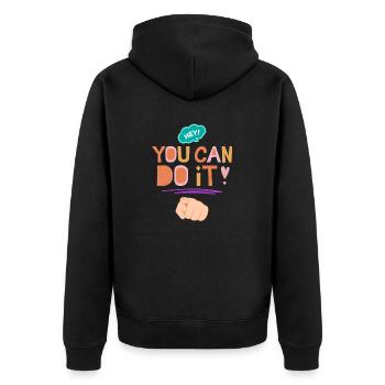 Hé, vous pouvez le faire, des mots de motivation - Veste à capuche bio Premium Unisexe - noir - Dos - Nico (187cm)