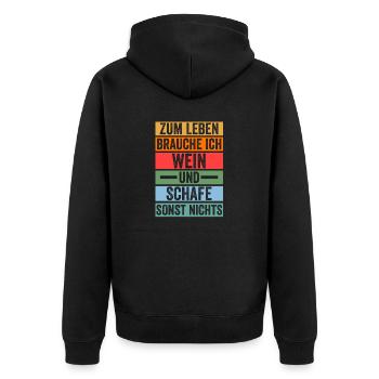 Wein Schaf Schäferei Bauer Landwirt Bauernhof Scha - Unisex Premium Bio Zip Hoodie - Schwarz - Hinten - Nico (187cm)