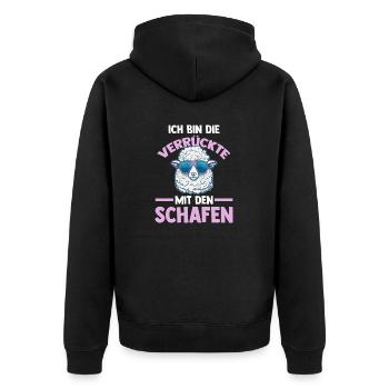 Schaf Schäfer Schäferei Bauer Landwirt Bauernhof S - Unisex Premium Bio Zip Hoodie - Schwarz - Hinten - Nico (187cm)