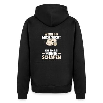 Schaf Schäfer Schäferei Bauer Landwirt Bauernhof S - Unisex Premium Bio Zip Hoodie - Schwarz - Hinten - Nico (187cm)