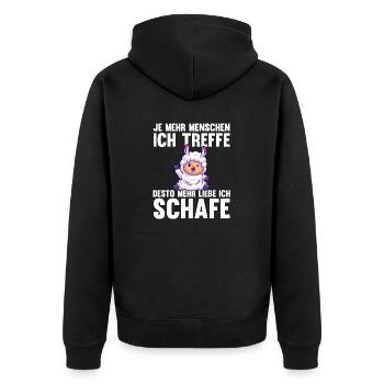 Schaf Schäfer Schäferei Bauer Landwirt Bauernhof S - Unisex Premium Bio Zip Hoodie - Schwarz - Hinten - Nico (187cm)