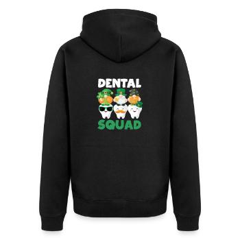 Dental Squad Tooth Cute Gnome Saint Patricks - Unisex Premium Organic Zip Hoodie - black - Back - Nico (187cm)