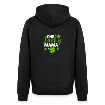 Eine glückliche Mama St. Patricks Day Kleeblätter - Unisex Premium Bio Zip Hoodie - Schwarz - Hinten - Nico (187cm)