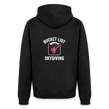 Bucket List Skydiving Parachute Skydiver - Unisex Premium Bio Zip Hoodie - Schwarz - Hinten - Nico (187cm)
