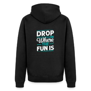 Drop Me Where The Fun Is Skydiver Parachute - Veste à capuche bio Premium Unisexe - noir - Dos - Nico (187cm)