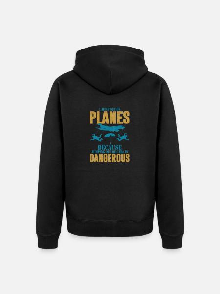 I Jump Out Of Planes Parachute Skydiver - Unisex Premium Organic Zip Hoodie - black