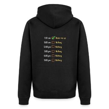 Dinge, die man tagsüber tun kann | Lustiges Design - Unisex Premium Bio Zip Hoodie - Schwarz - Hinten - Nico (187cm)