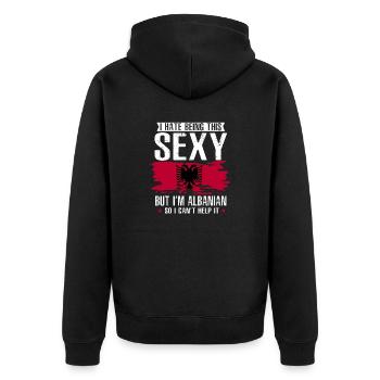 Albanische Flagge Albanischer Adler Shqiponja - Unisex Premium Bio Zip Hoodie - Schwarz - Hinten - Nico (187cm)