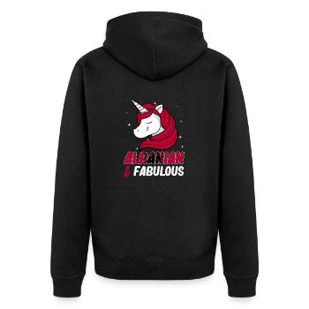 Albanische Flagge Albanischer Adler Shqiponja - Unisex Premium Bio Zip Hoodie - Schwarz - Hinten - Nico (187cm)