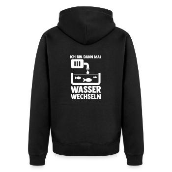 Aquarium Fische Aquaristik - Unisex Premium Bio Zip Hoodie - Schwarz - Hinten - Nico (187cm)