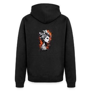 Abstrait coloré jeune femme Graffiti Art - Veste à capuche bio Premium Unisexe - noir - Dos - Nico (187cm)