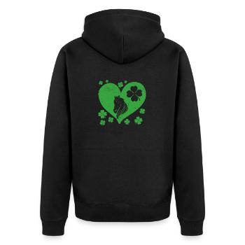 Trèfle irlandais coeur amoureux des chevaux - Veste à capuche bio Premium Unisexe - noir - Dos - Nico (187cm)