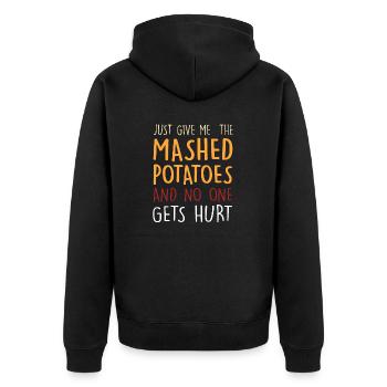 Kartoffelpüree Lustiges Thanksgiving Weihnachten - Unisex Premium Bio Zip Hoodie - Schwarz - Hinten - Nico (187cm)