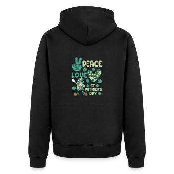 Frieden Liebe St. Patricks Day Shamrock Dabbing - Unisex Premium Bio Zip Hoodie - Schwarz - Hinten - Nico (187cm)