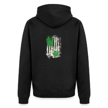 Happy St. Patrick's Day American Flag - Unisex Premium Organic Zip Hoodie - black - Back - Nico (187cm)