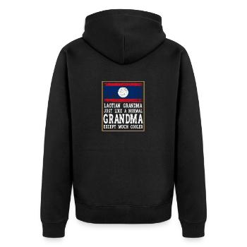 Laos Laote Laoten Oma Lao I Geschenk - Unisex Premium Bio Zip Hoodie - Schwarz - Hinten - Nico (187cm)