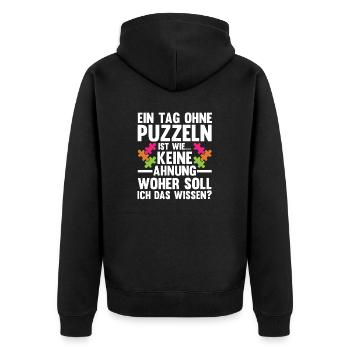 Puzzlefan Puzzler Puzzleteile Puzzle - Unisex Premium Bio Zip Hoodie - Schwarz - Hinten - Nico (187cm)