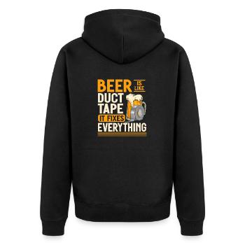 Duct Tape Panzertape Handwerker Klebeband - Unisex Premium Bio Zip Hoodie - Schwarz - Hinten - Nico (187cm)