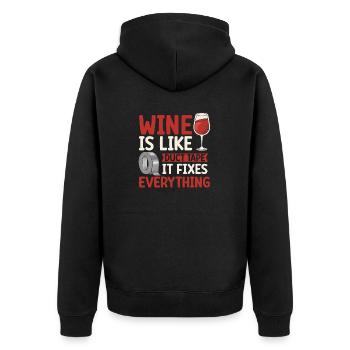 Duct Tape Panzertape Handwerker Klebeband - Unisex Premium Bio Zip Hoodie - Schwarz - Hinten - Nico (187cm)