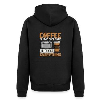 Duct Tape Panzertape Handwerker Klebeband - Unisex Premium Bio Zip Hoodie - Schwarz - Hinten - Nico (187cm)