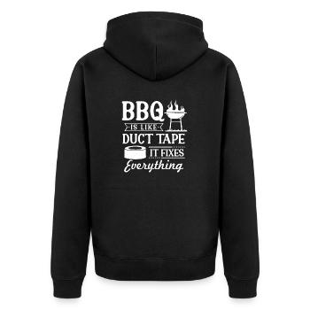 Duct Tape Panzertape Handwerker Klebeband - Unisex Premium Bio Zip Hoodie - Schwarz - Hinten - Nico (187cm)