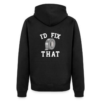 Duct Tape Panzertape Handwerker Klebeband - Unisex Premium Bio Zip Hoodie - Schwarz - Hinten - Nico (187cm)