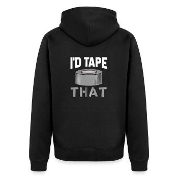 Duct Tape Panzertape Handwerker Klebeband - Unisex Premium Bio Zip Hoodie - Schwarz - Hinten - Nico (187cm)