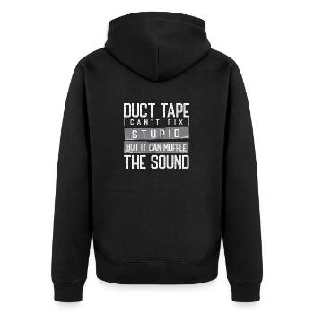 Duct Tape Panzertape Handwerker Klebeband - Unisex Premium Bio Zip Hoodie - Schwarz - Hinten - Nico (187cm)