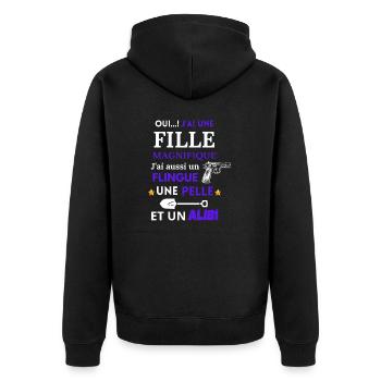 J'ai une Fille Magnifique - Veste à capuche bio Premium Unisexe - noir - Dos - Nico (187cm)