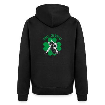 Jiu Jitsu Shamrock Irische Kampfkunst St Patricks - Unisex Premium Bio Zip Hoodie - Schwarz - Hinten - Nico (187cm)