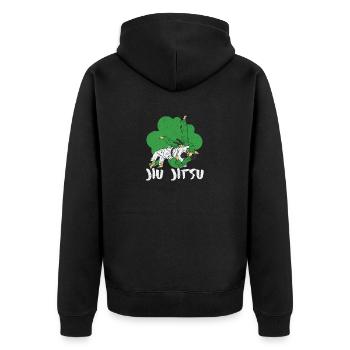 Jiu Jitsu Shamrock Irische Kampfkunst St Patricks - Unisex Premium Bio Zip Hoodie - Schwarz - Hinten - Nico (187cm)