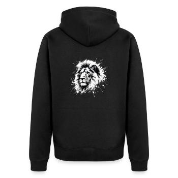 Lion Head with Blue Eyes - Lover Lions - Unisex Premium Organic Zip Hoodie - black - Back - Nico (187cm)