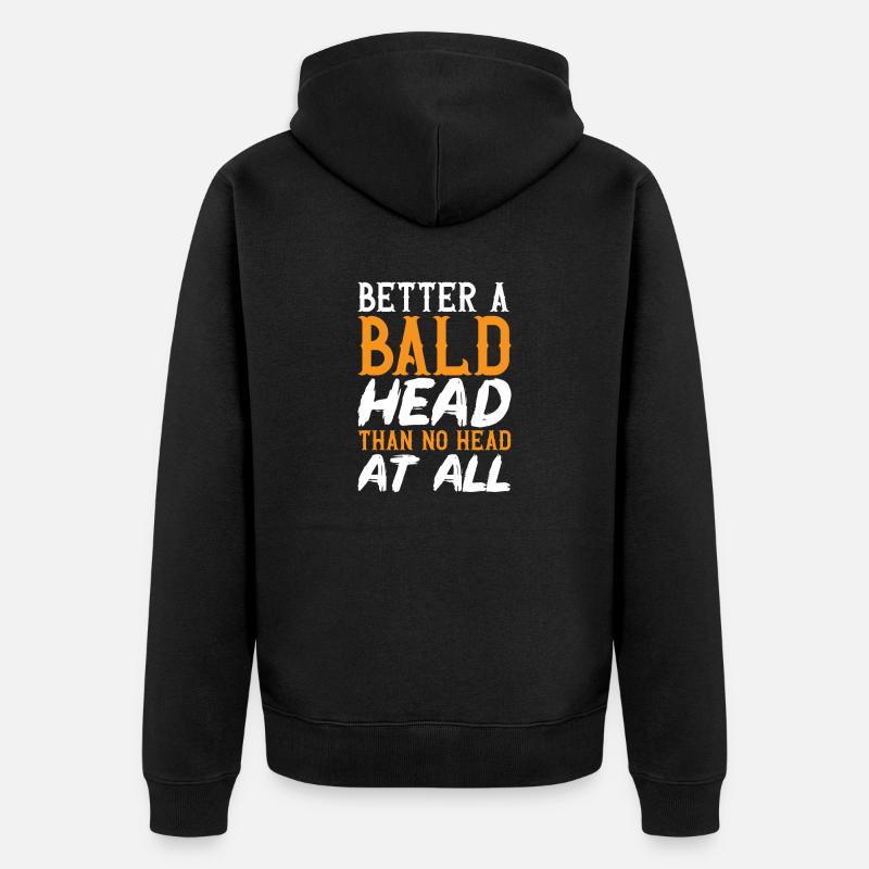Glatze Kahlköpfigkeit Bart Glatzkopf - Unisex Premium Bio Zip Hoodie - Schwarz