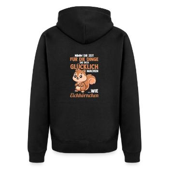 Eichhörnchen - Unisex Premium Bio Zip Hoodie - Schwarz - Hinten - Nico (187cm)