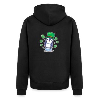 Irish Penguin Leprechaun Tier niedlich Vogel - Unisex Premium Bio Zip Hoodie - Schwarz - Hinten - Nico (187cm)