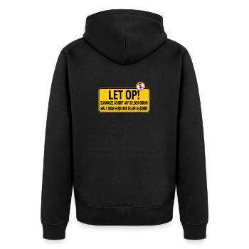 Humor und Achtung Holland Autofahrer Warnung - Unisex Premium Bio Zip Hoodie - Schwarz - Hinten - Nico (187cm)