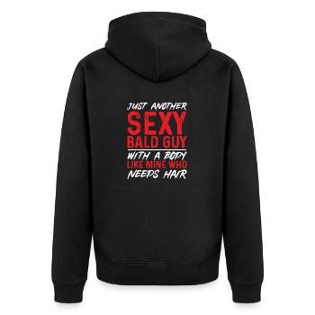Bald Head Baldness Beard Bald Head - Unisex Premium Organic Zip Hoodie - black - Back - Nico (187cm)