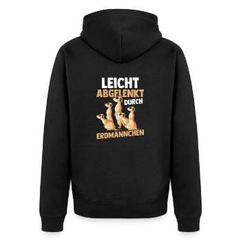 Leicht Abgelenkt Durch Erdmännchen - Unisex Premium Bio Zip Hoodie - Schwarz - Hinten - Nico (187cm)