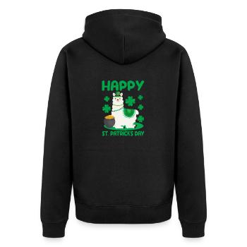 Bonne Saint-Patrick Lama vert alpaga chanceux - Veste à capuche bio Premium Unisexe - noir - Dos - Nico (187cm)