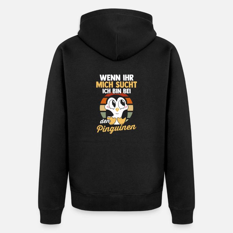 Pinguin - Unisex Premium Bio Zip Hoodie - Schwarz