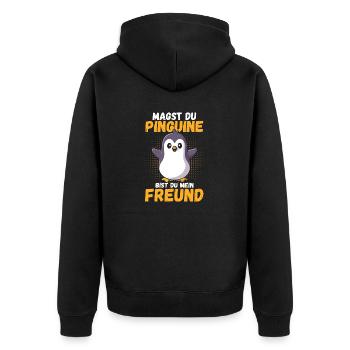 Pinguin - Unisex Premium Bio Zip Hoodie - Schwarz - Hinten - Nico (187cm)