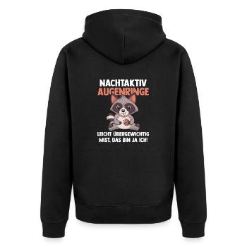 Waschbär - Unisex Premium Bio Zip Hoodie - Schwarz - Hinten - Nico (187cm)