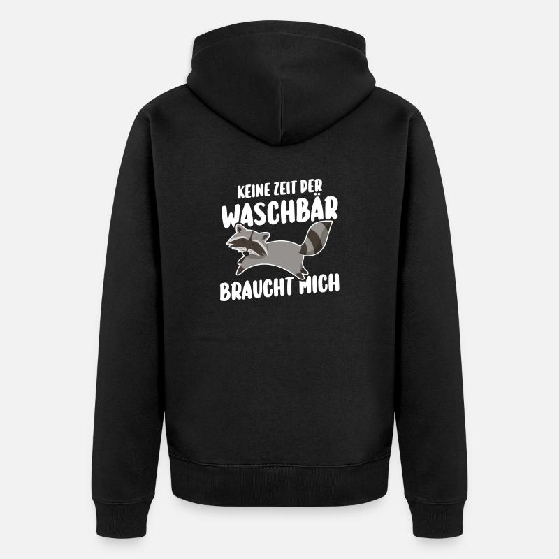 Waschbär - Unisex Premium Bio Zip Hoodie - Schwarz