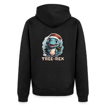 Cute Little Dino Baby with Saying Tree-Rex - Unisex Premium Organic Zip Hoodie - black - Back - Nico (187cm)