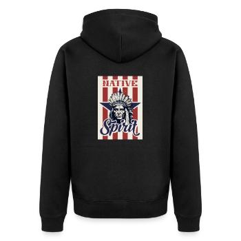 Indian Feather Headdress Native Spirit - Unisex Premium Organic Zip Hoodie - black - Back - Nico (187cm)